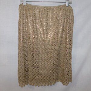 Calvin Klein Liquid Gold Knit overlay Skirt above the knee Womens 14